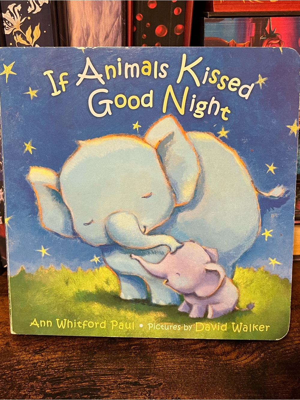 If Animals Kissed Good Night Board Book - Blue & Pink Elephant Cover